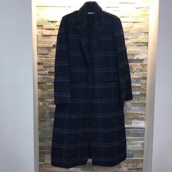 Vince Shadow Plaid Wool Blend Coat - Picture 6 of 10